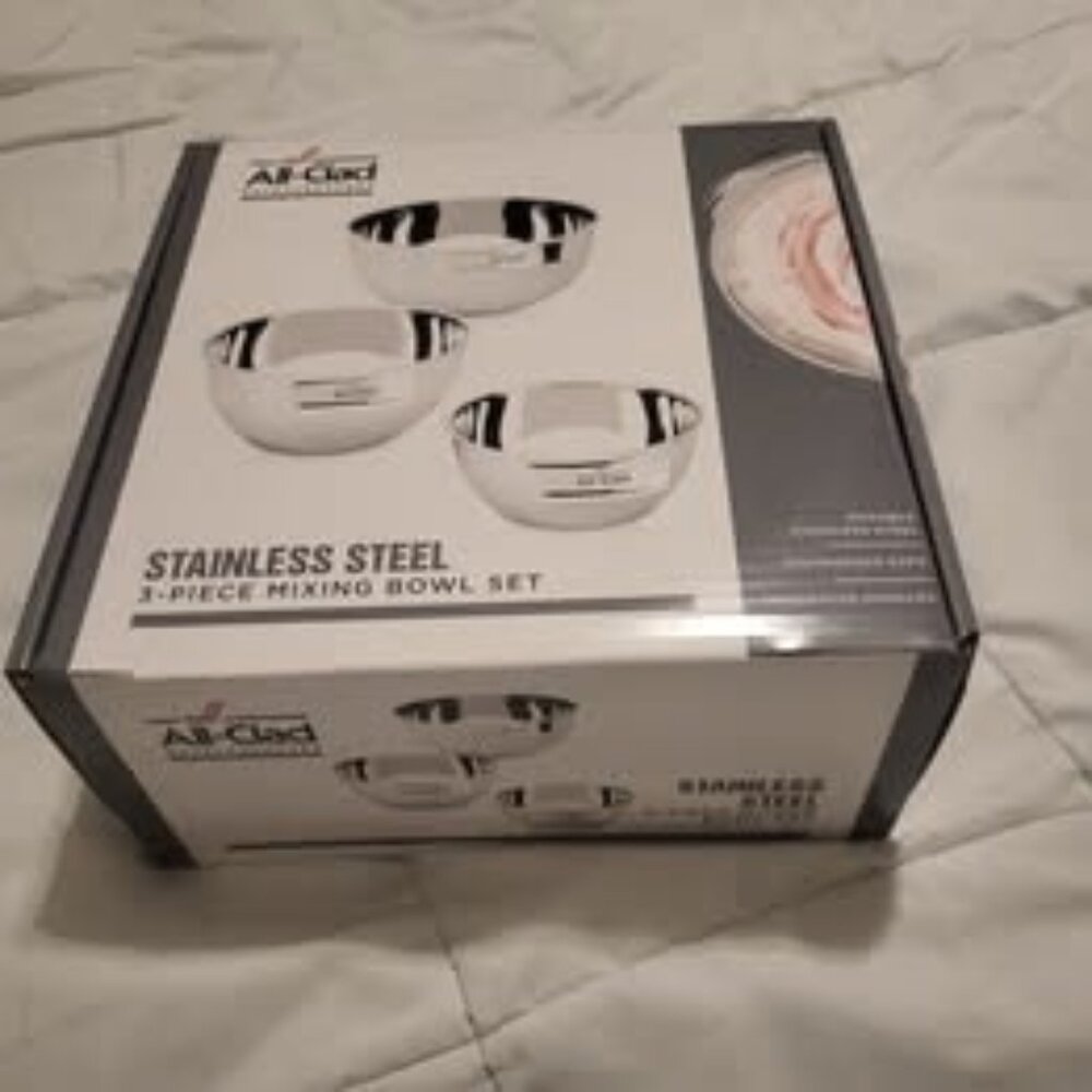 NIB All-Clad Stainless-Steel 3-Piece Mixing Bowl Set